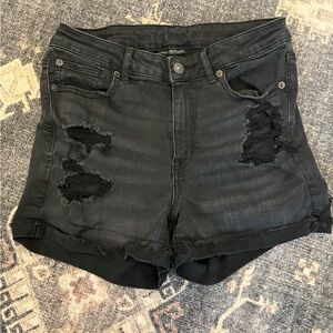 American Eagle Outfitters Black Ripped Jean Shorts